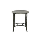 Furniture classics stone end table with Round top and iron legs 