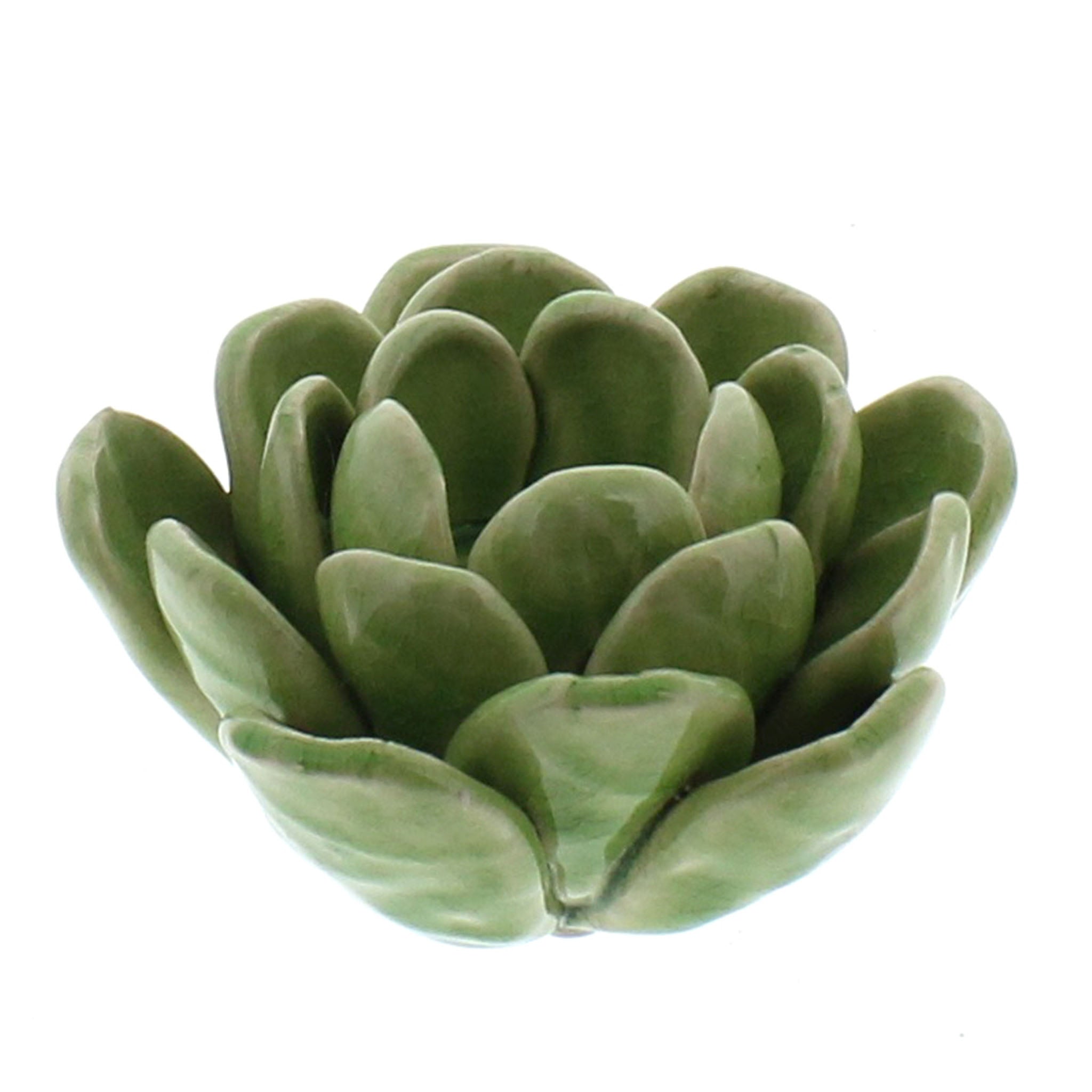 Succulent Tea Light Holder - Dark Green on a white background