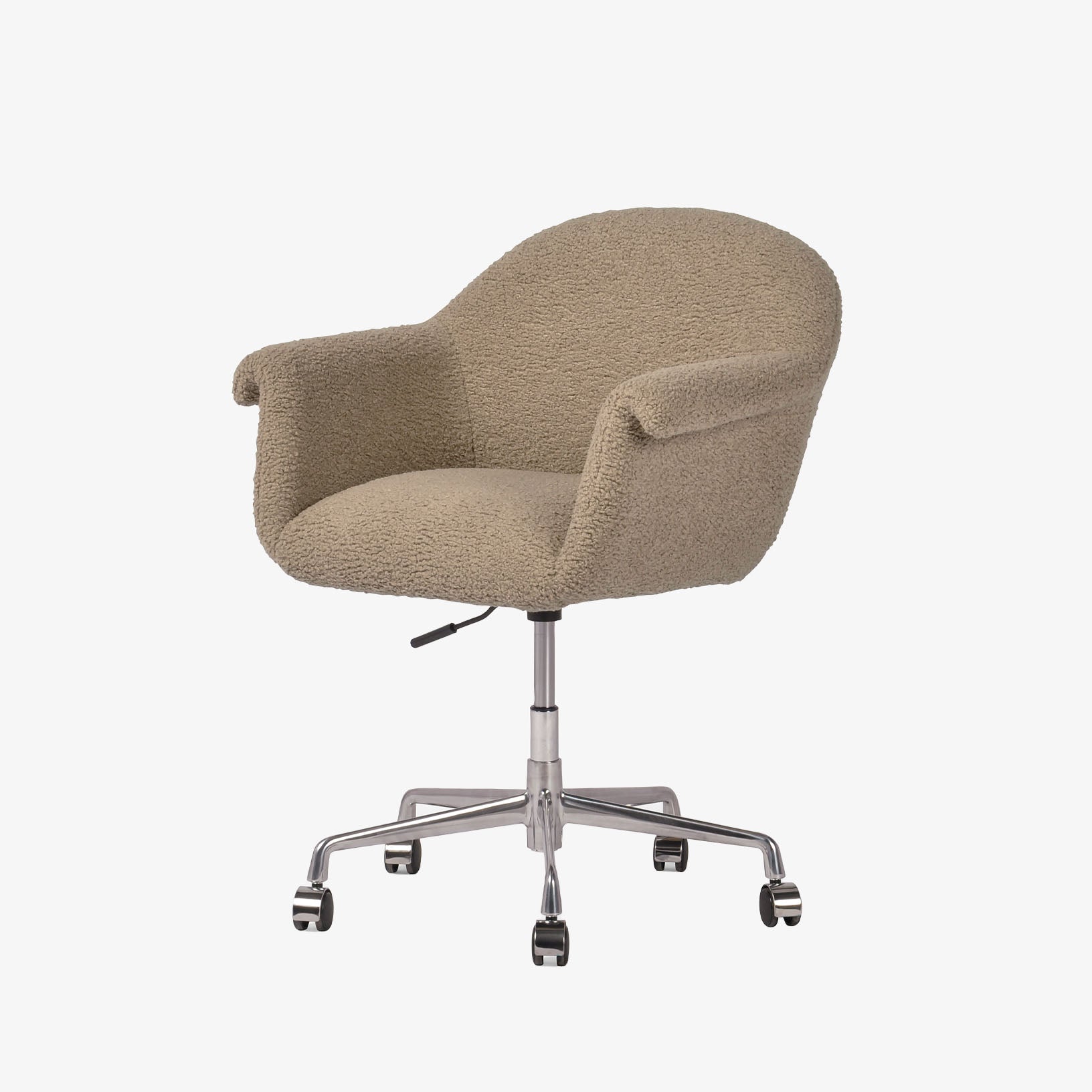 Four Hands Suerte Desk Chair in Camel Sheepskin on a white background