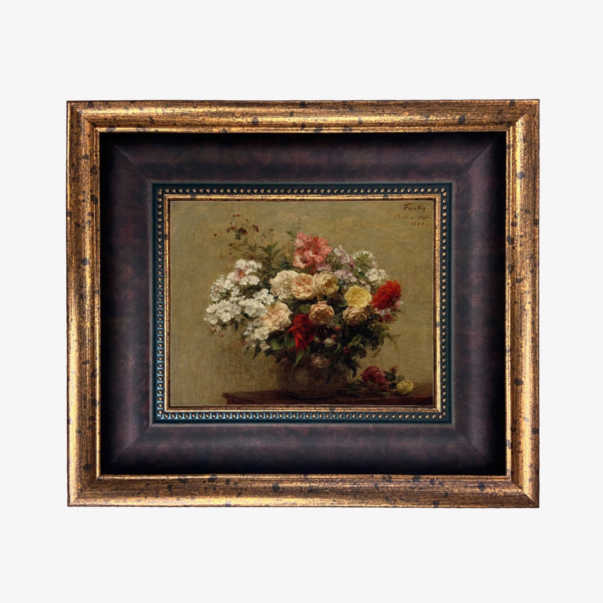 Summer Flowers Framed Oil Painting on a white background