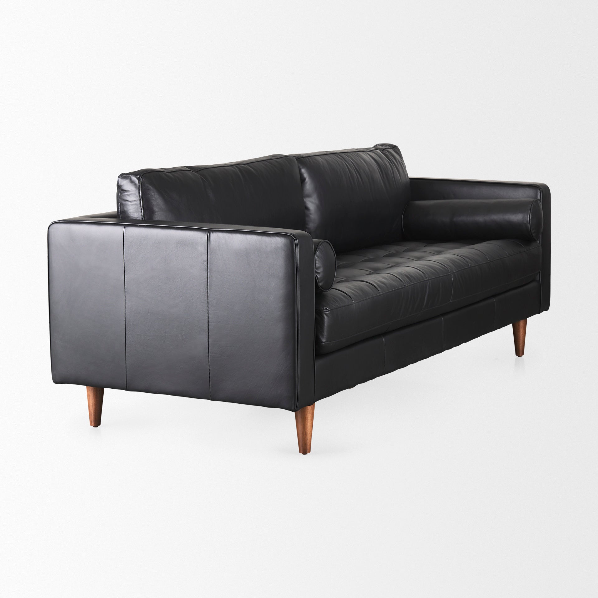 Svend Black Leather Sofa on a white background