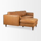 Svend Tan Leather Left Chaise Sectional Sofa on a white background