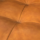 Close up of Svend Tan Leather Love Seat Sofa