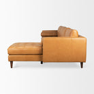 Svend Tan Leather Right Chaise Sectional Sofa on a white background