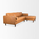 Svend Tan Leather Right Chaise Sectional Sofa on a white background