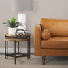 Svend Tan Leather Right Chaise Sectional Sofa in a light and airy living room