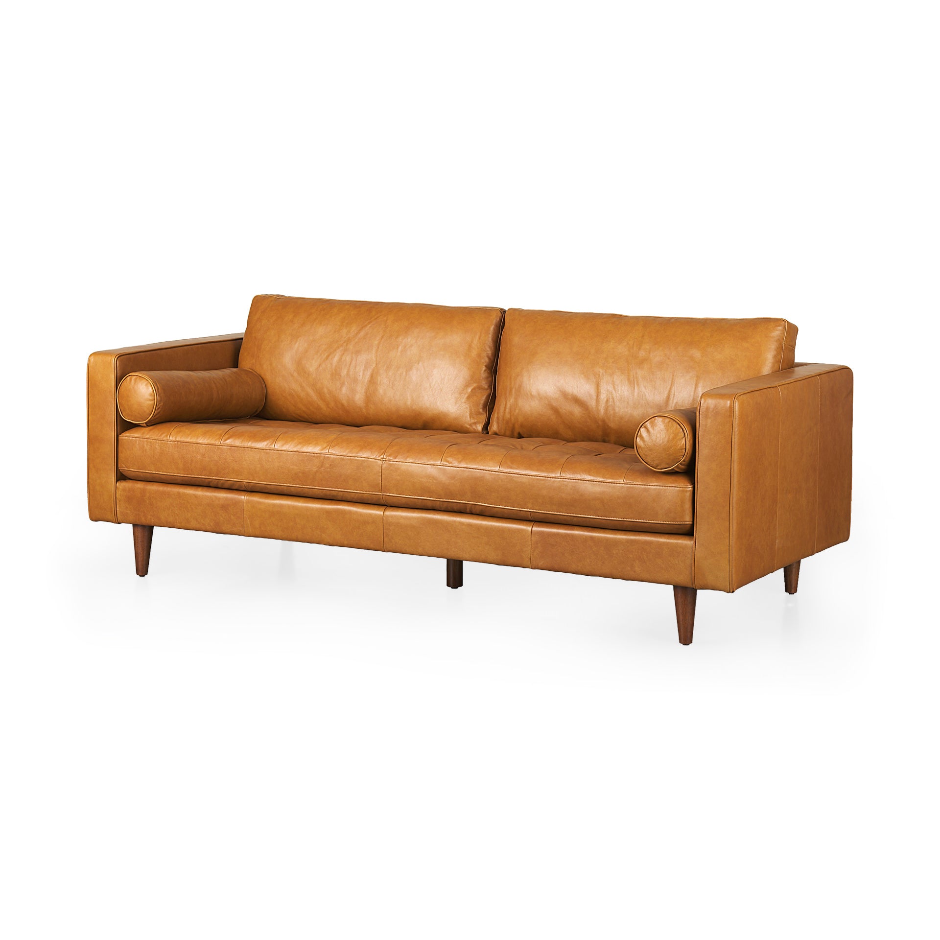 Svend Tan Leather Sofa on a white background