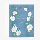 Thank You for Everything blue Greeting Card with daisies on a white background