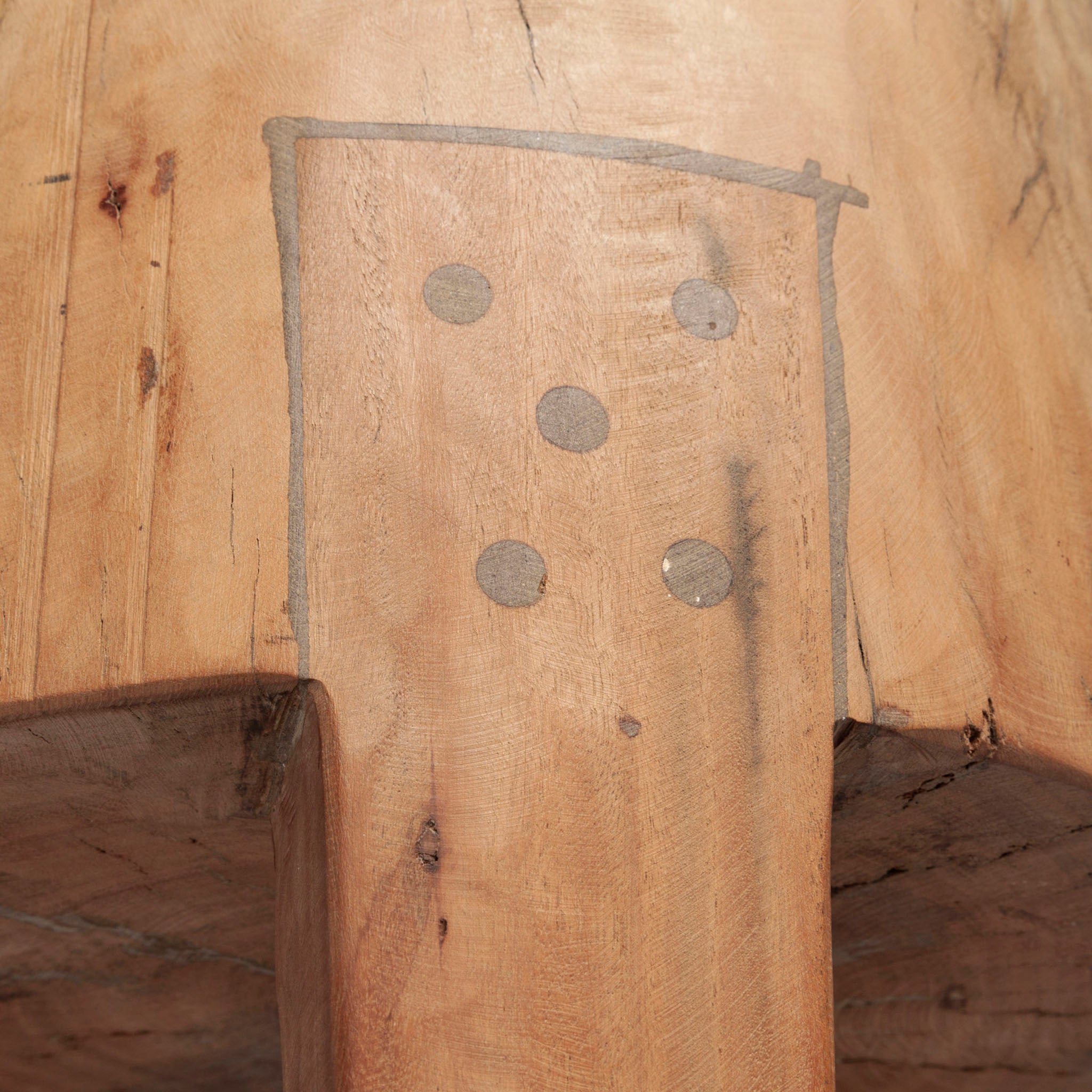 Reclaimed wood stool on a white background