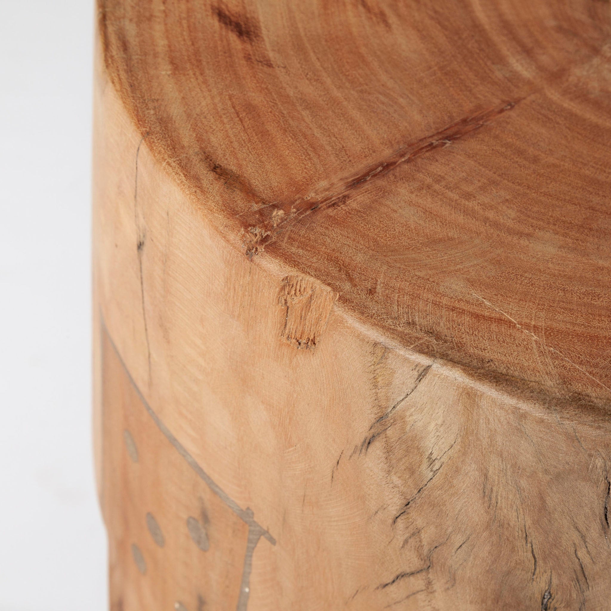 Reclaimed wood stool on a white background