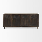 Mercana brand Tucker Dark Brown w/ Carved Arch Pattern 4 Door Sideboard on a white background