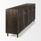 Tucker Dark Brown w/ Carved Arch Pattern 4 Door Sideboard on a white background