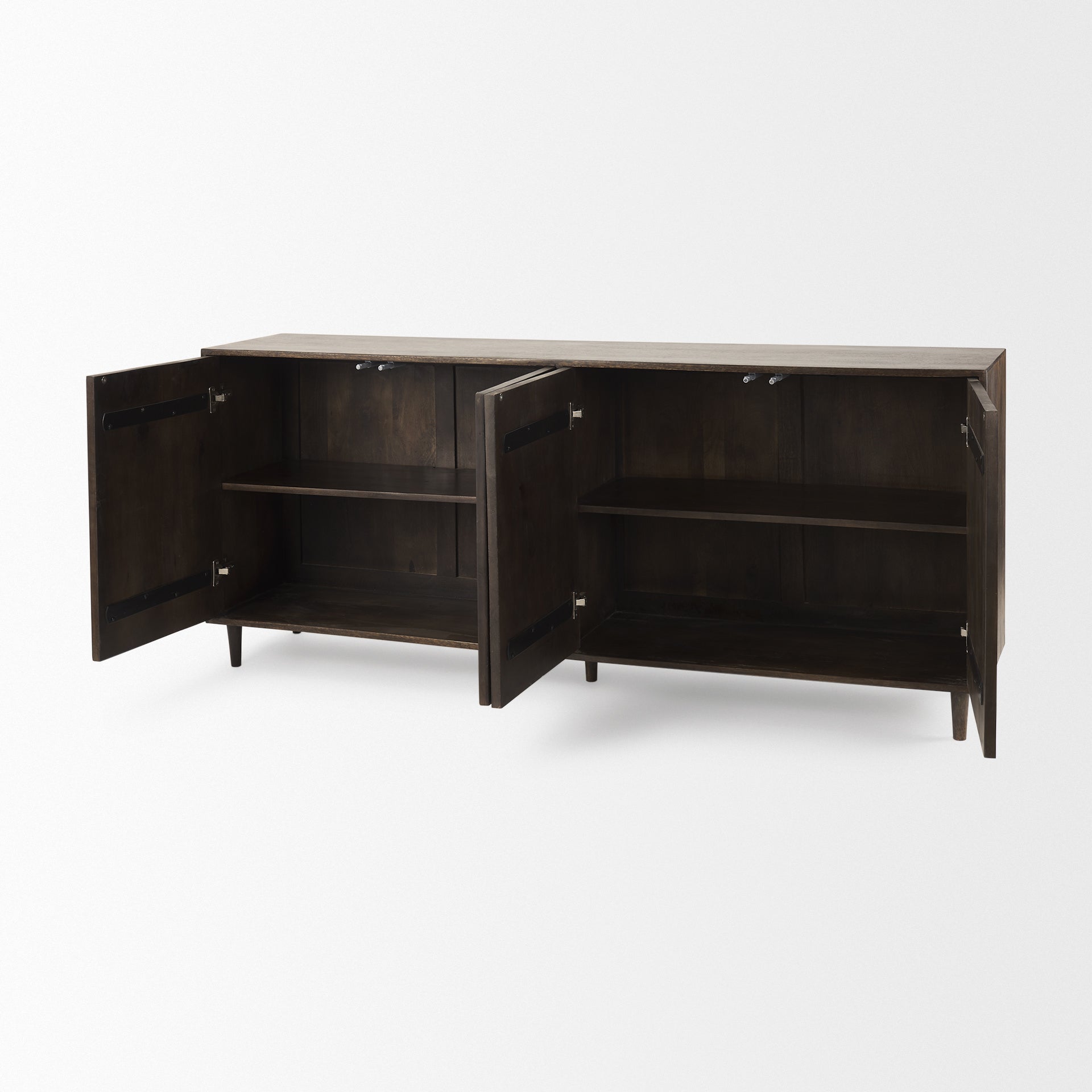 Tucker Dark Brown w/ Carved Arch Pattern 4 Door Sideboard on a white background