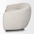 Valentina Oatmeal Upholstered Curved Sofa on a white background