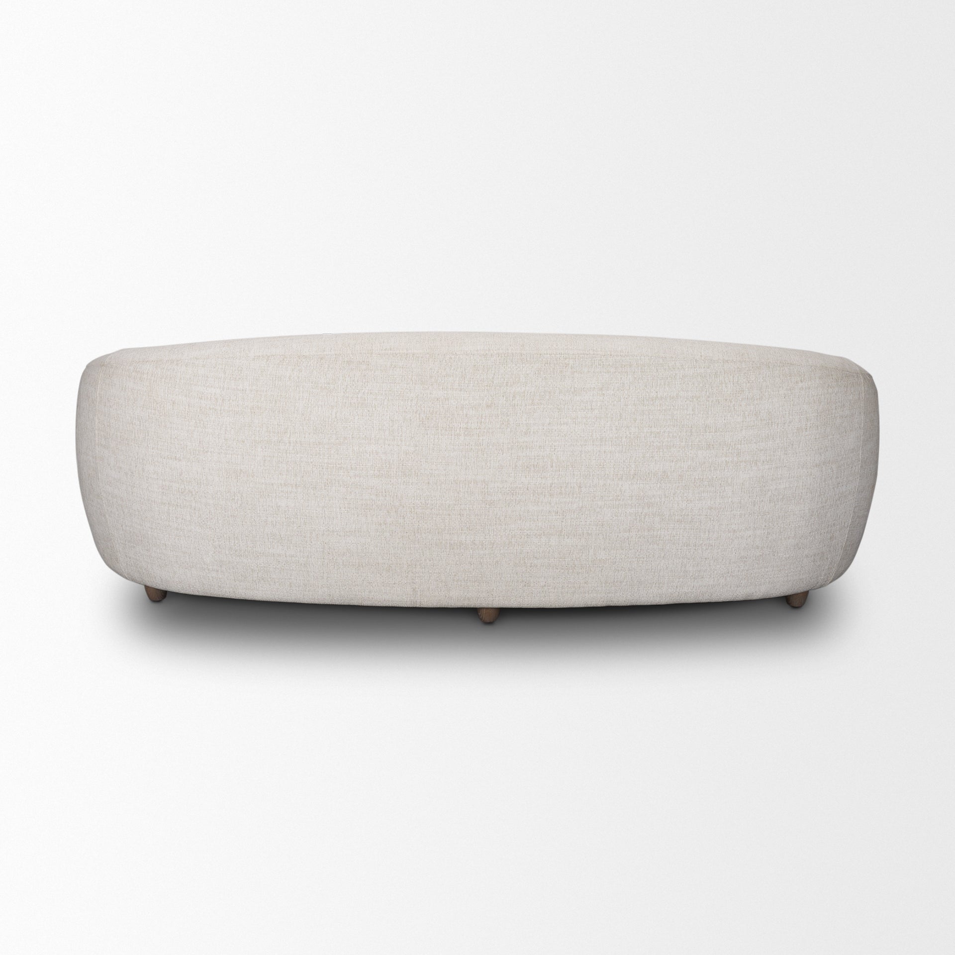 Valentina Oatmeal Upholstered Curved Sofa on a white background