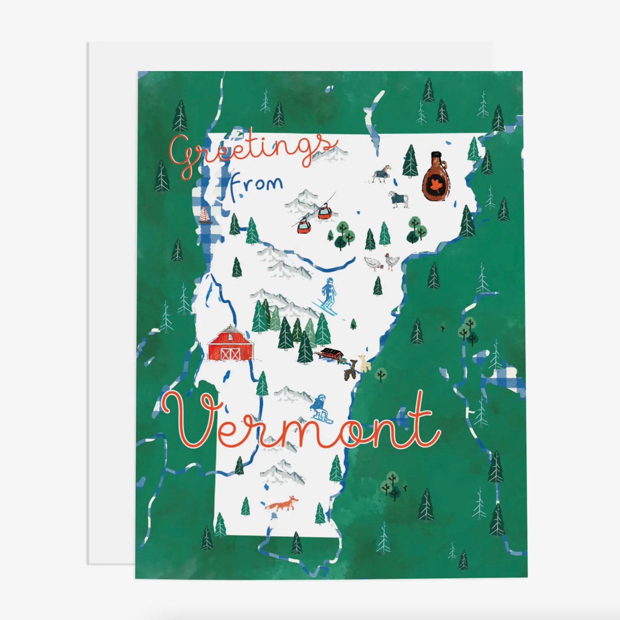 Vermont Map Greeting Card - Addison West 