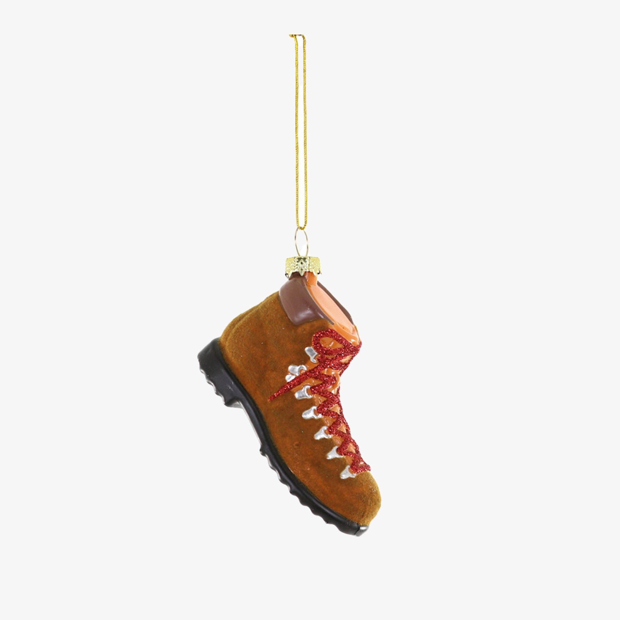 Vintage hiking boot ornament by cody foster on a white background