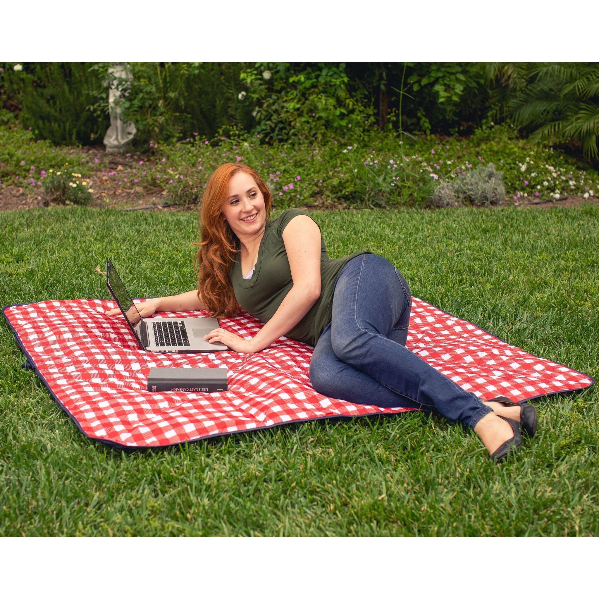 Red and White Check Outdoor Picnic Blanket Addison West