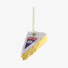 Wedge of Brie christmas tree ornament on a white background