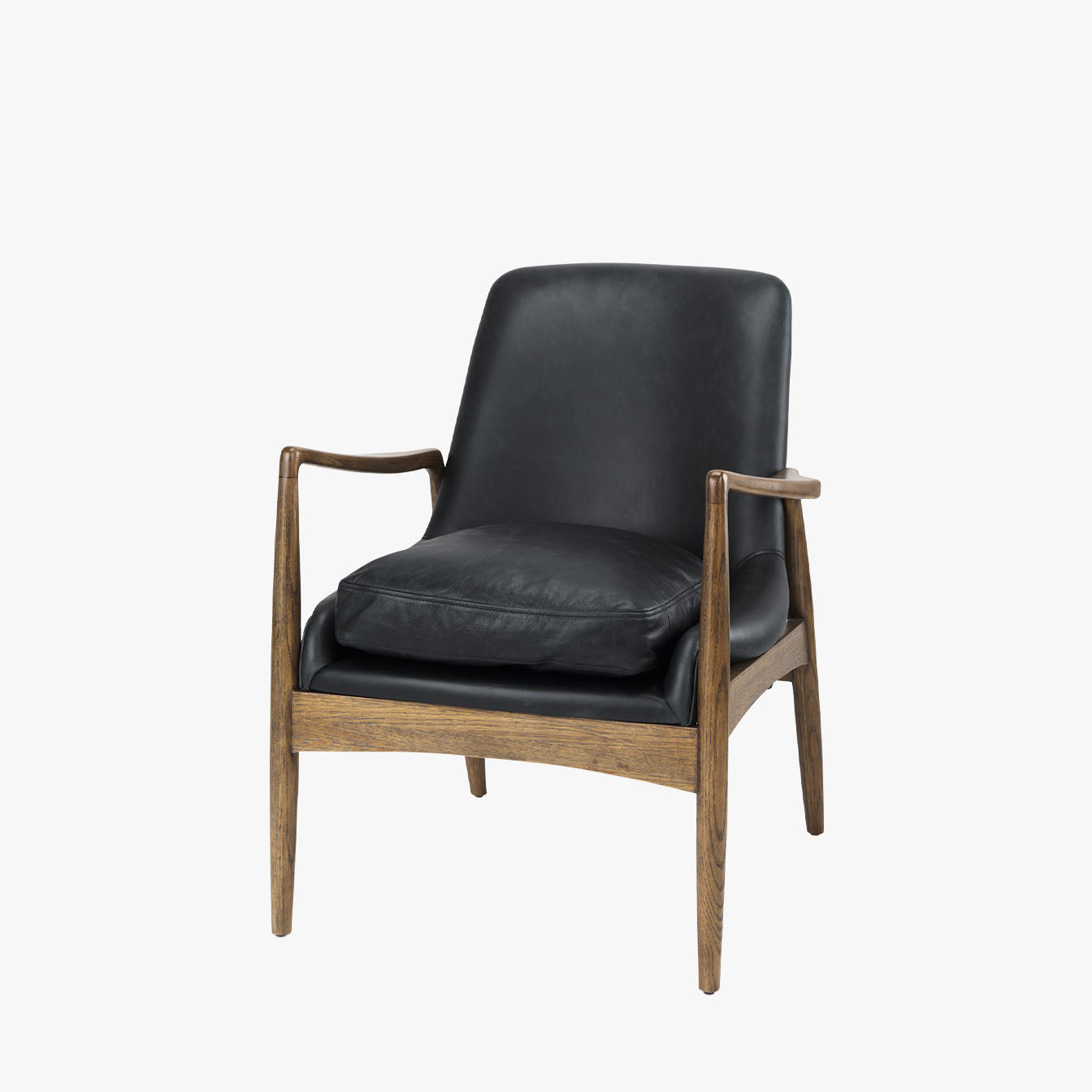 Winston Accent Chair in Black Leather - Addison West 