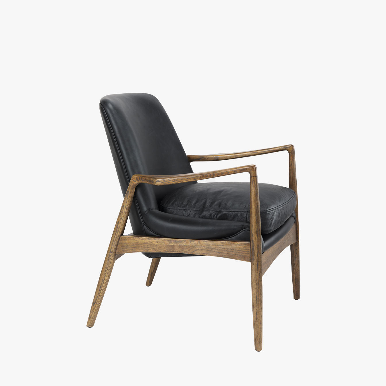 Winston Accent Chair in Black Leather - Addison West 