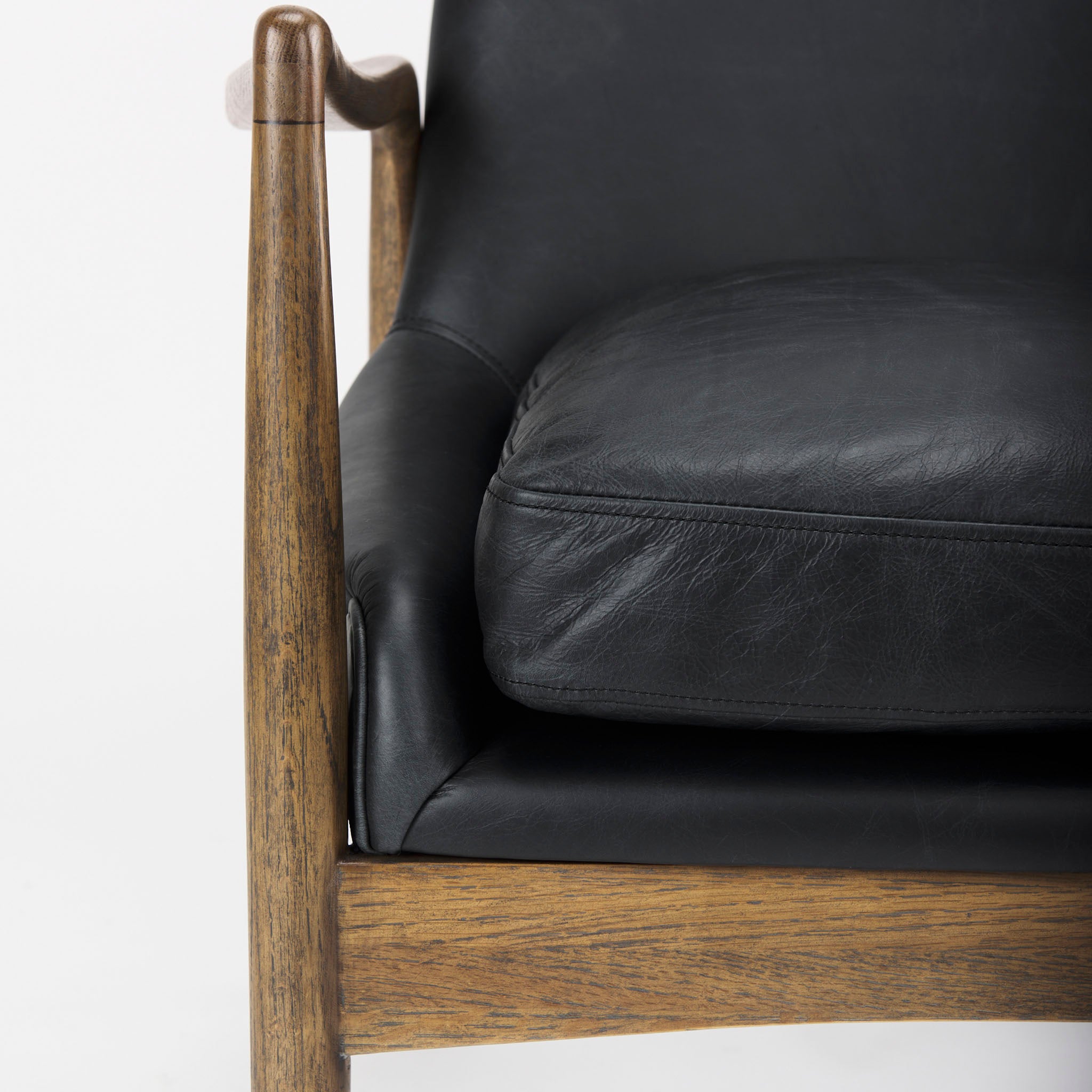 Winston Accent Chair in Black Leather - Addison West 