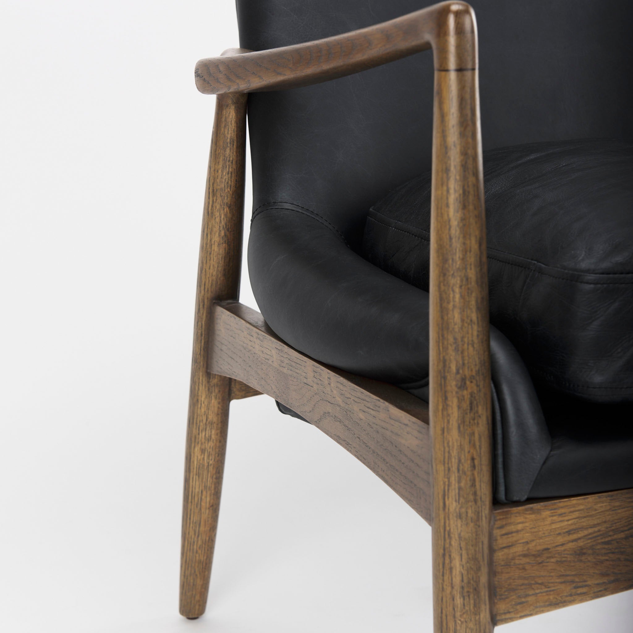 Winston Accent Chair in Black Leather - Addison West 