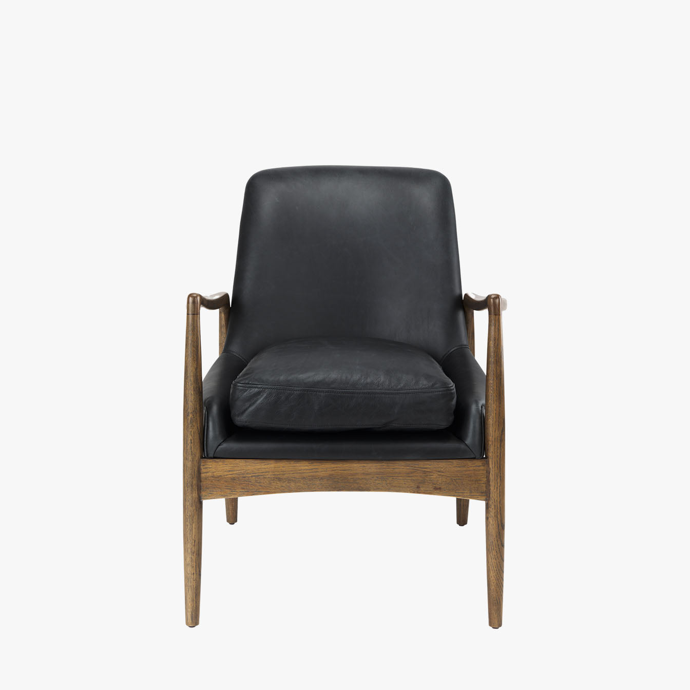 Winston Accent Chair in Black Leather - Addison West 