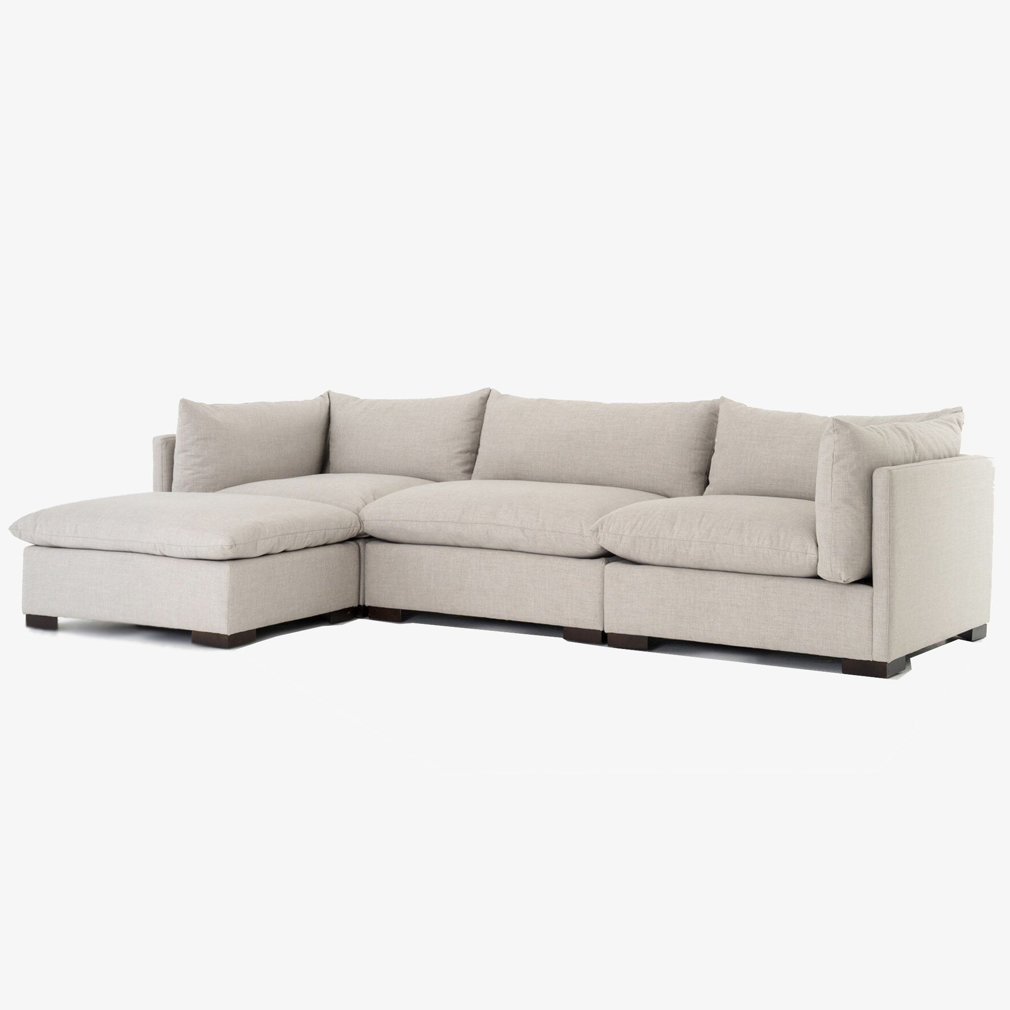 Four Hands Westwood 3-Piece Sectional With Ottoman in Bennett Moon - Addison West 