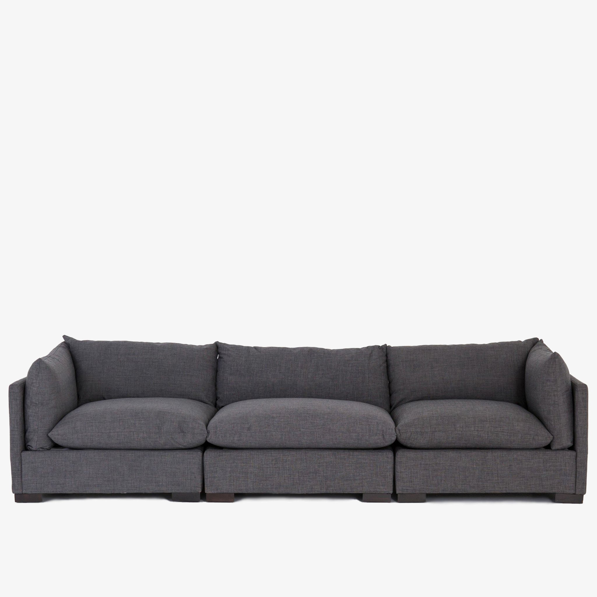 Four Hands Westwood 3-Piece Sectional in Bennett Charcoal on a white background