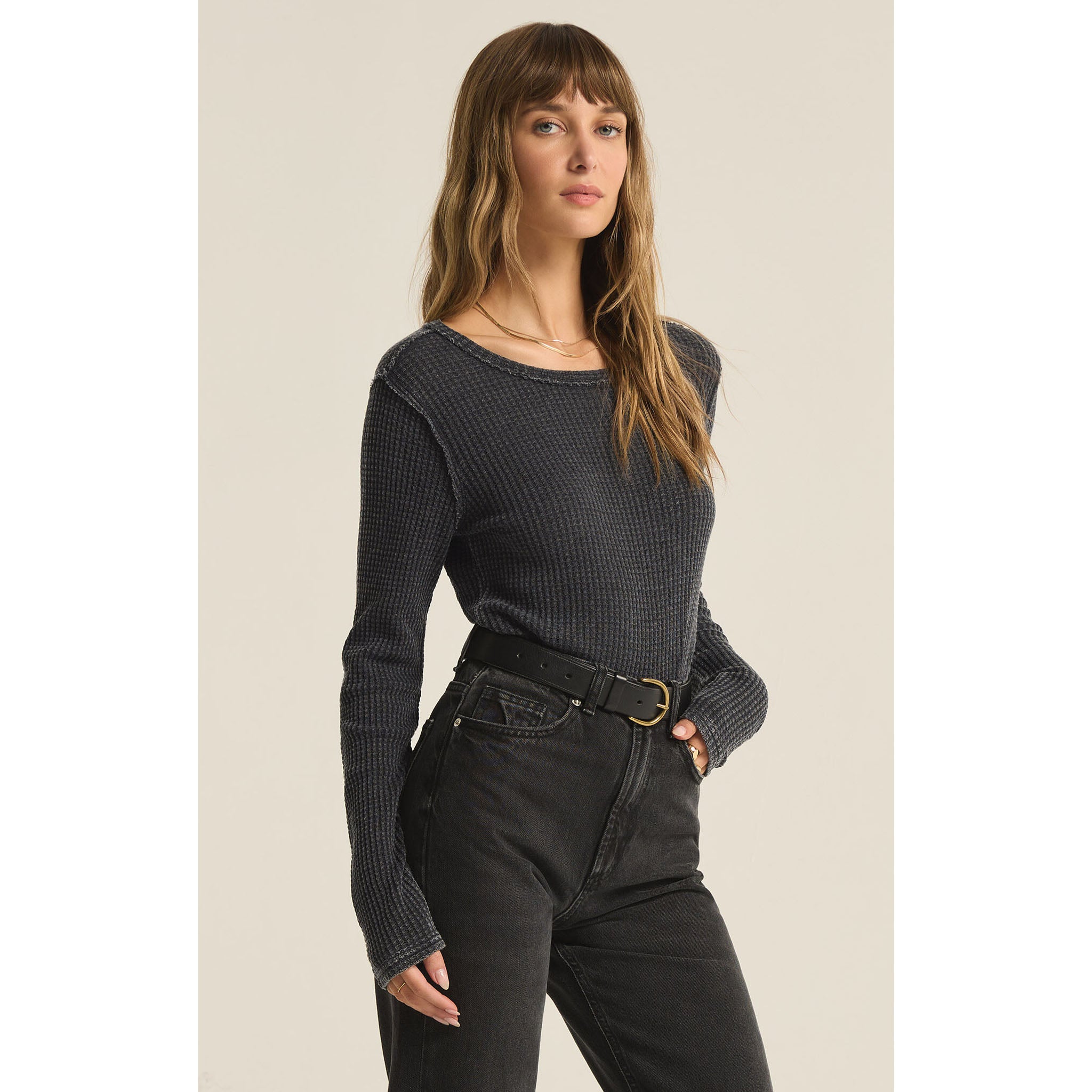 Z Supply Arlet Thermal Top Jet in Black - Addison West 