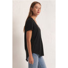 Z Supply Asher V-Neck Tee in Black - Addison West 