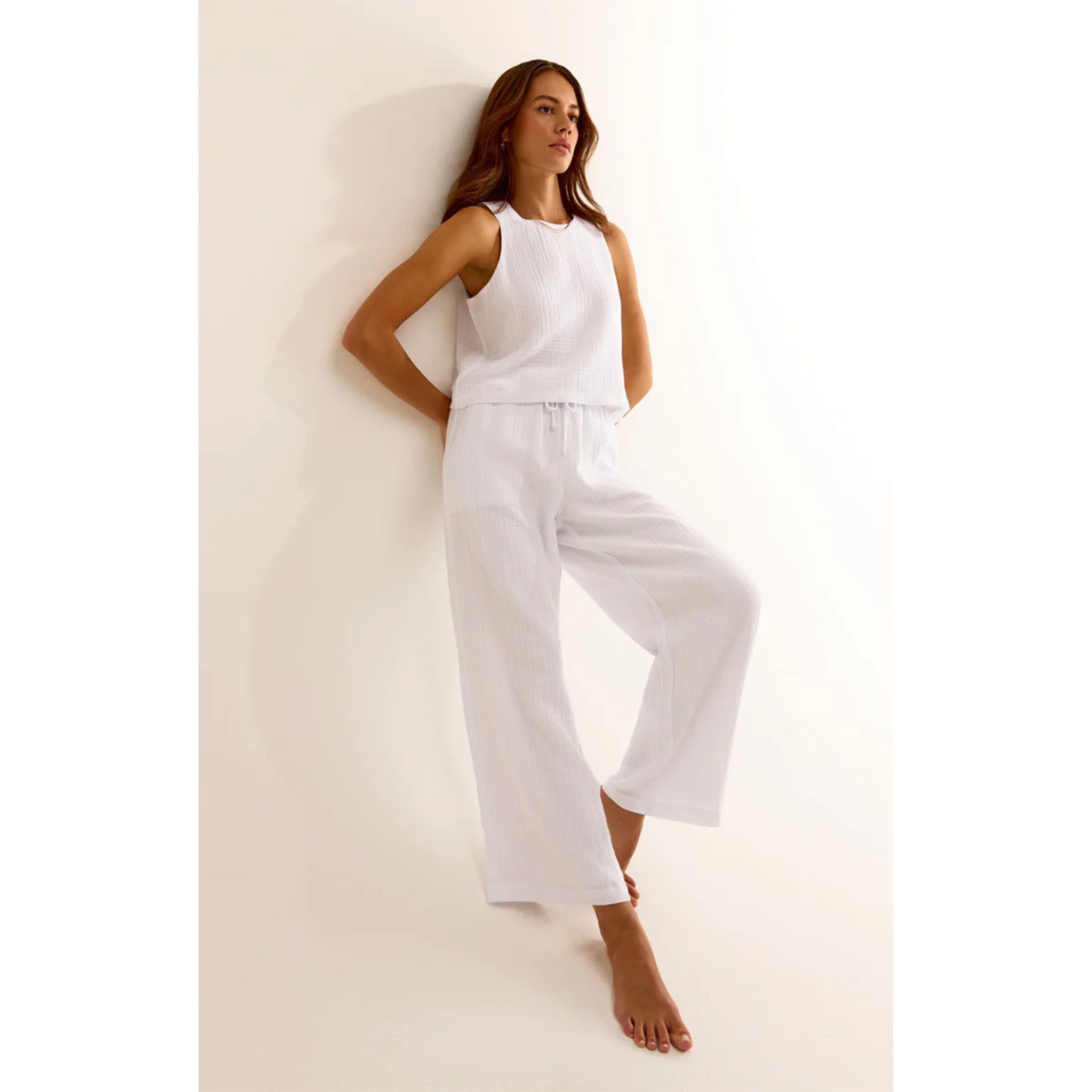 Z Supply Bondi Gauze Pant White - Addison West 