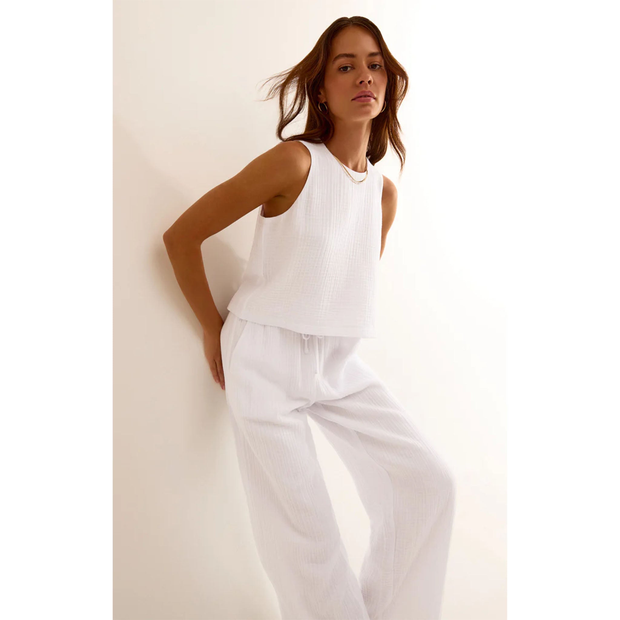 Z Supply Bondi Gauze Pant White - Addison West 