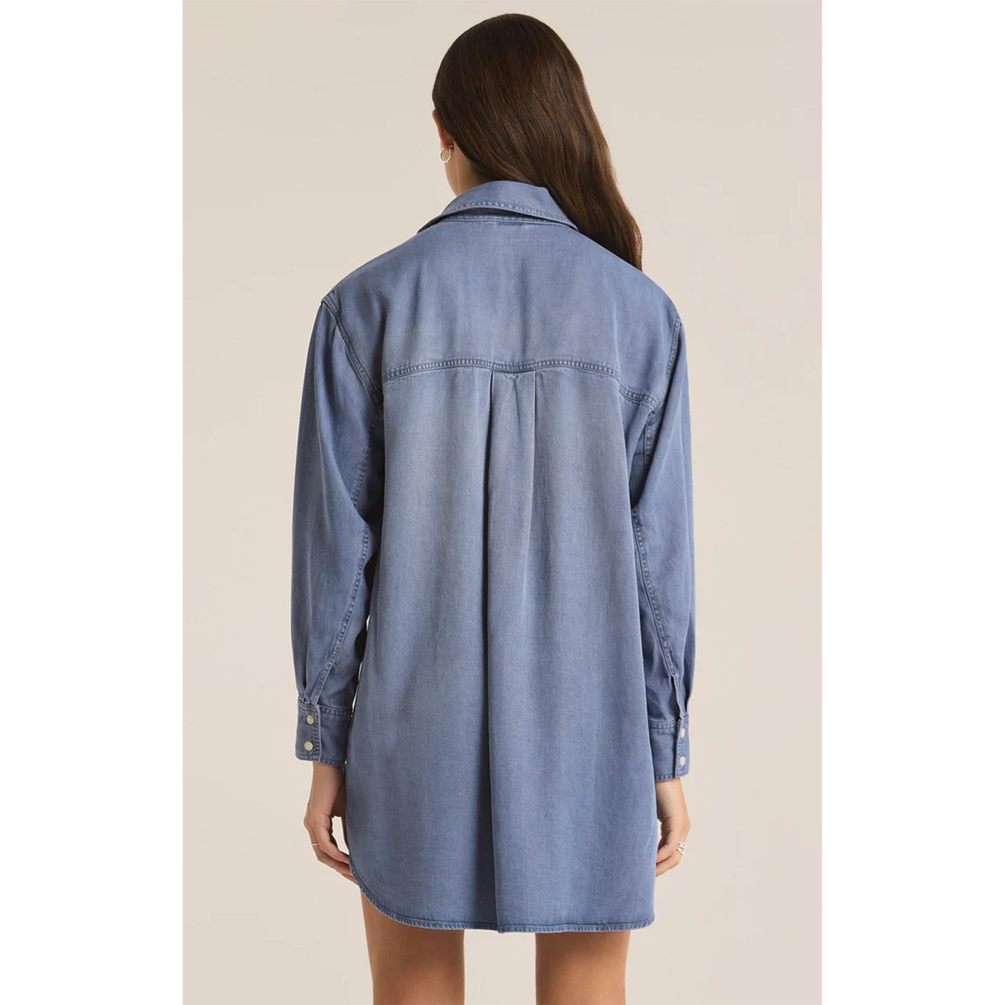 Z Supply Dover Chambray Dress Sun Bleached Indigo - Addison West 