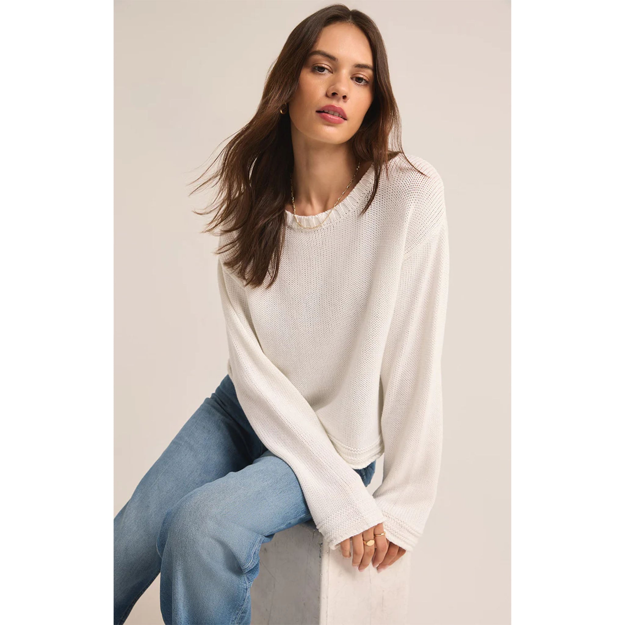 Z Supply Emerson Sweater in White - Addison West 