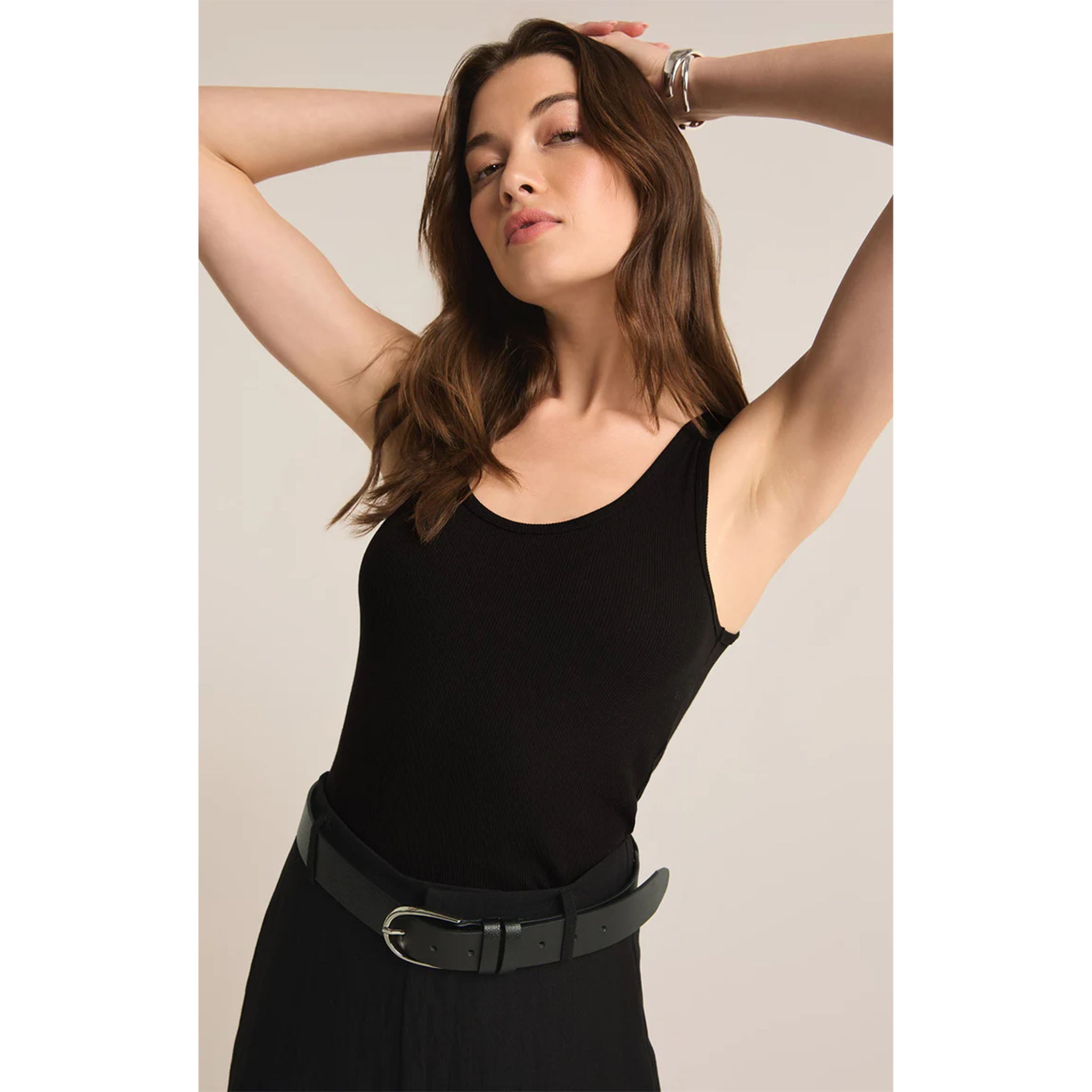 Z Supply Essy Rib Top in Black - Addison West 