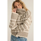 Z Supply Josephine Stripe Sweater Heather Taupe - Addison West 