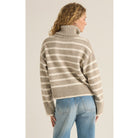 Z Supply Josephine Stripe Sweater Heather Taupe - Addison West 