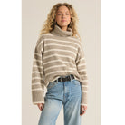 Z Supply Josephine Stripe Sweater Heather Taupe - Addison West 