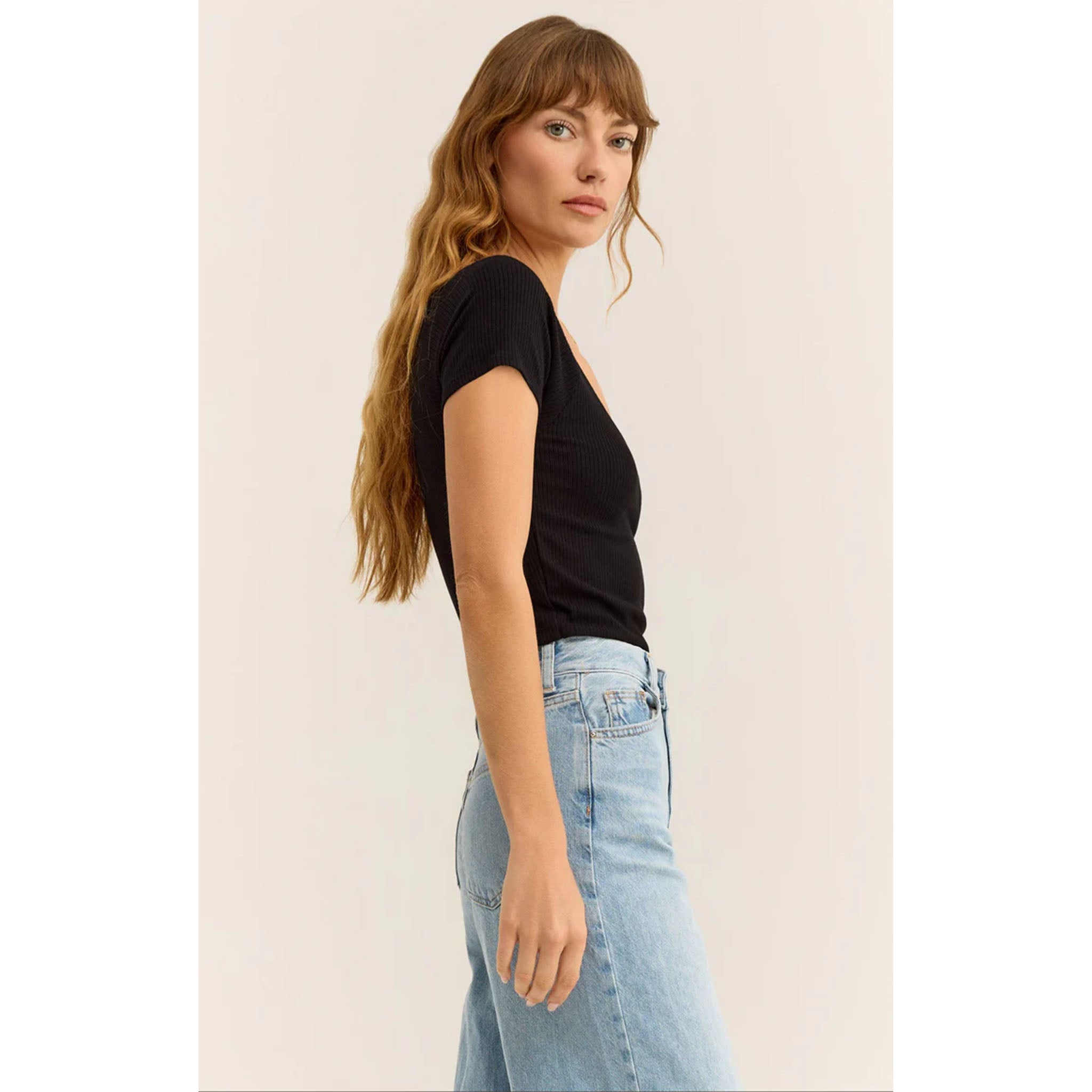 Z Supply Kallen Rib Top in Black - Addison West 