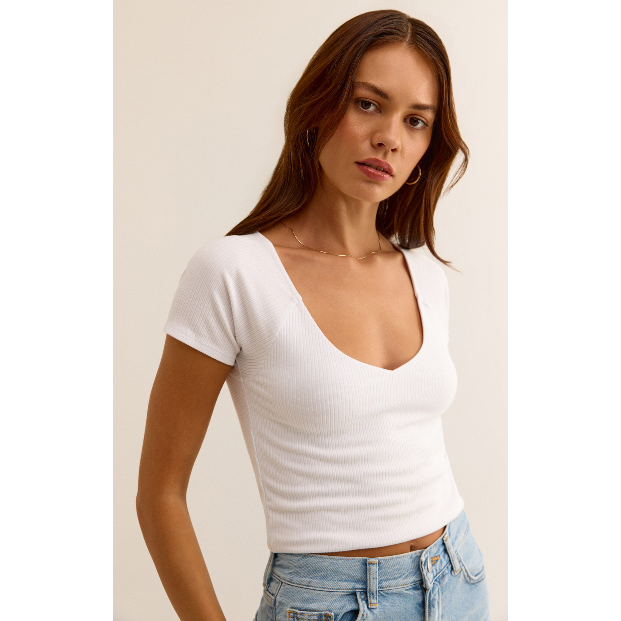 Z Supply Kallen Rib Top in White - Addison West 