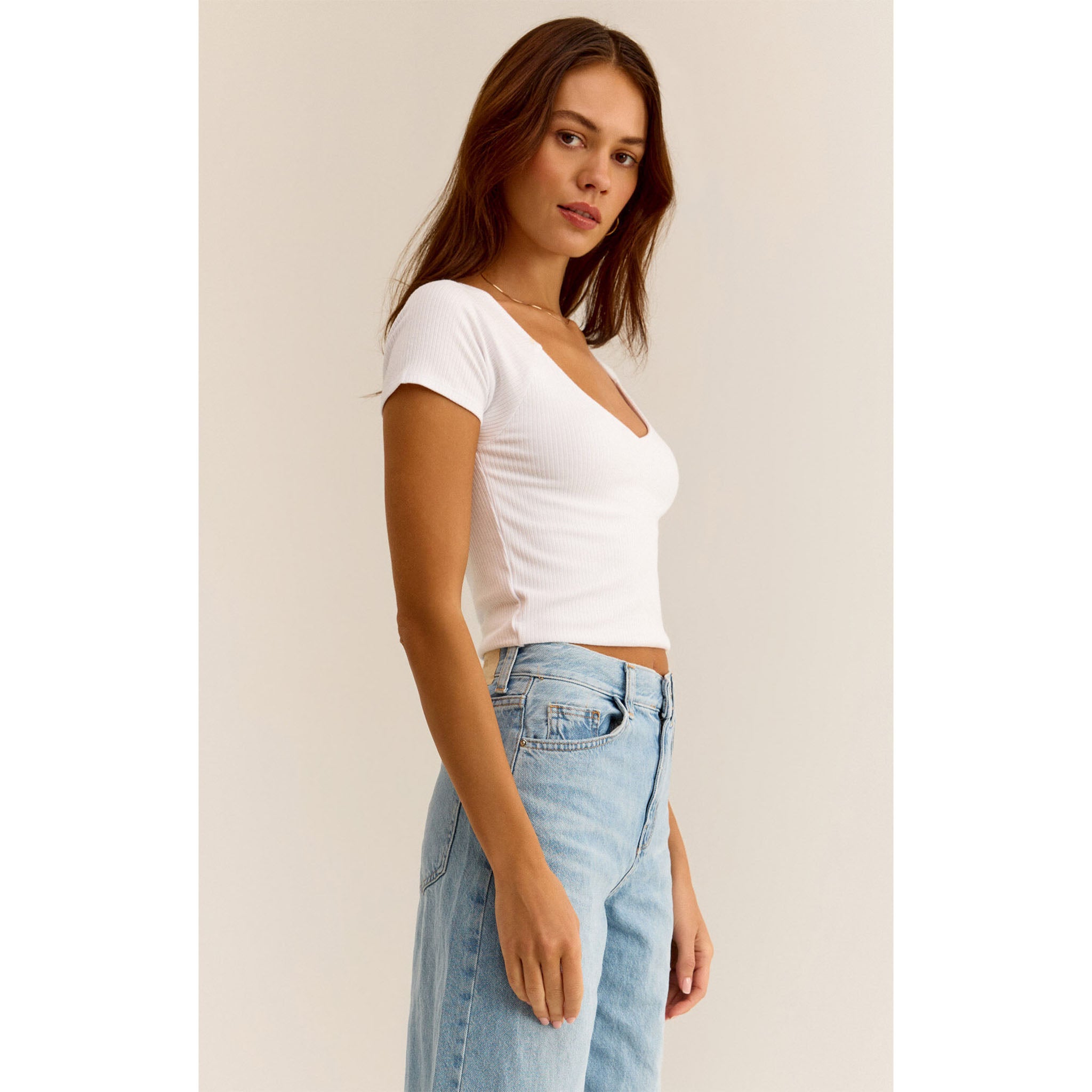 Z Supply Kallen Rib Top in White - Addison West 