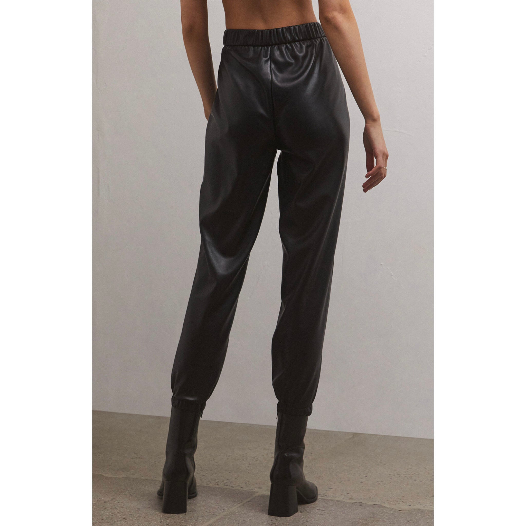 Z Supply Lenora Faux Leather Jogger in Black - Addison West 