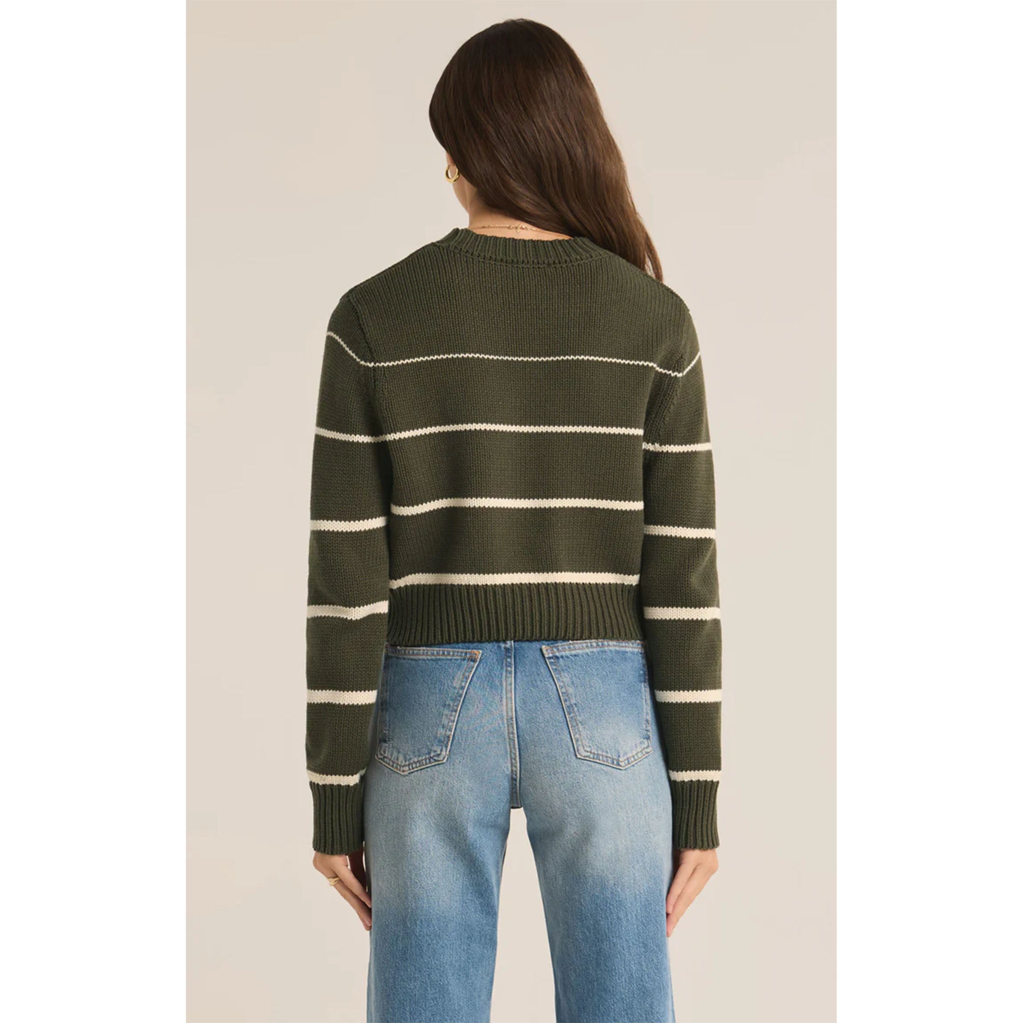 Z Supply Milan Stripe Sweater in Grape Leaf - Addison West 