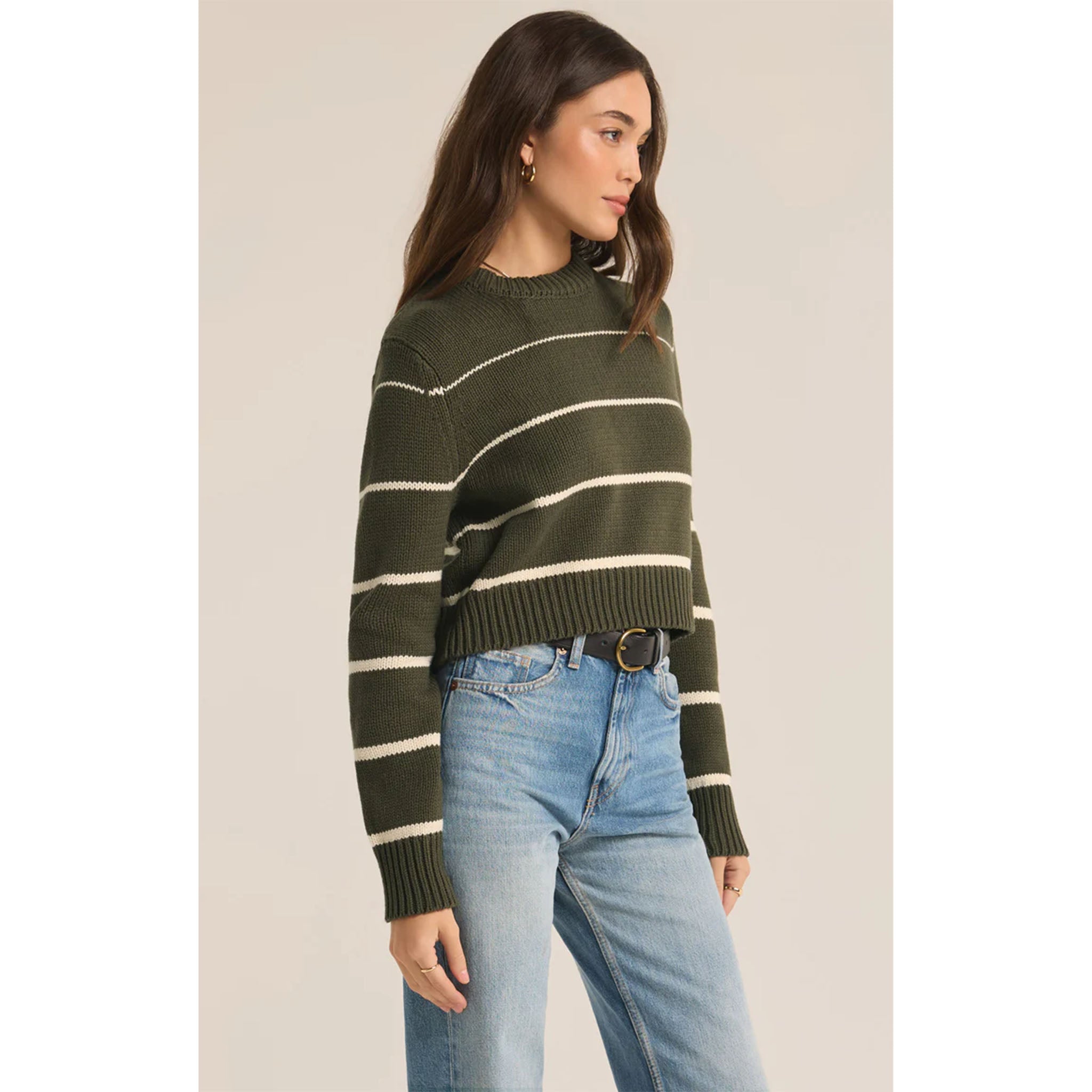 Z Supply Milan Stripe Sweater in Grape Leaf - Addison West 