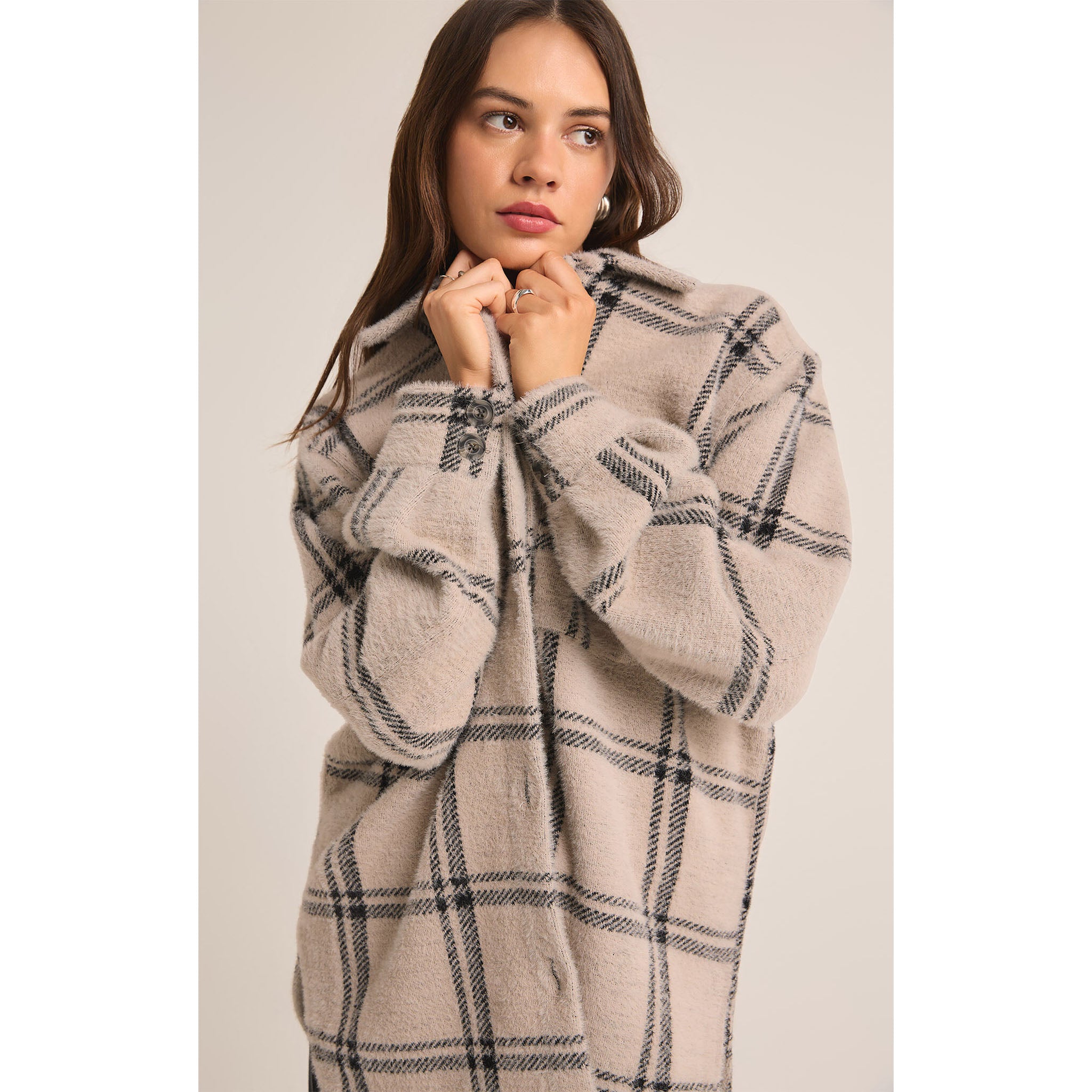 Z Supply Plaid Tucker Jacket Crystal Grey - Addison West 