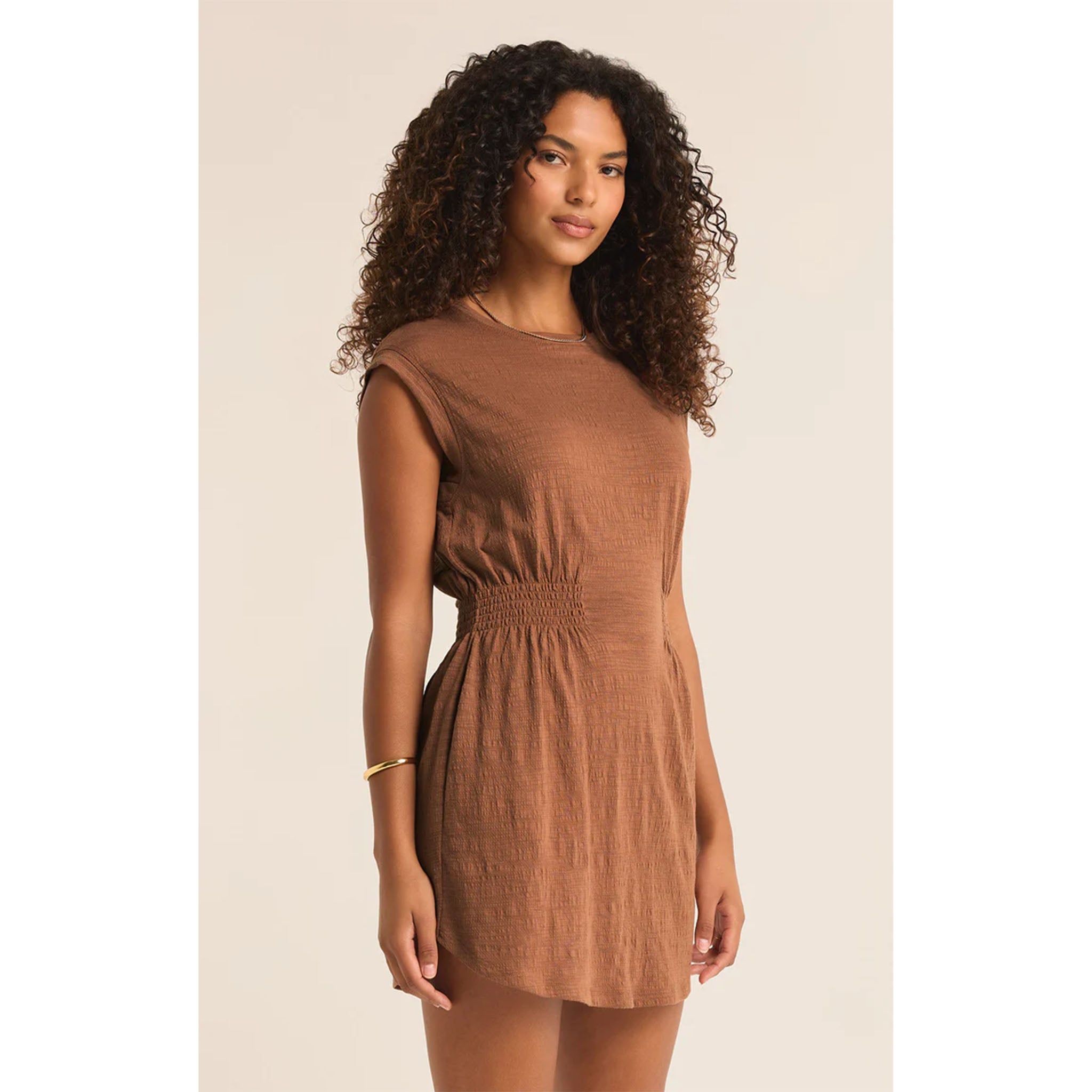 Z Supply Rowan Textured Knit Dress in Bronzer - Addison West 