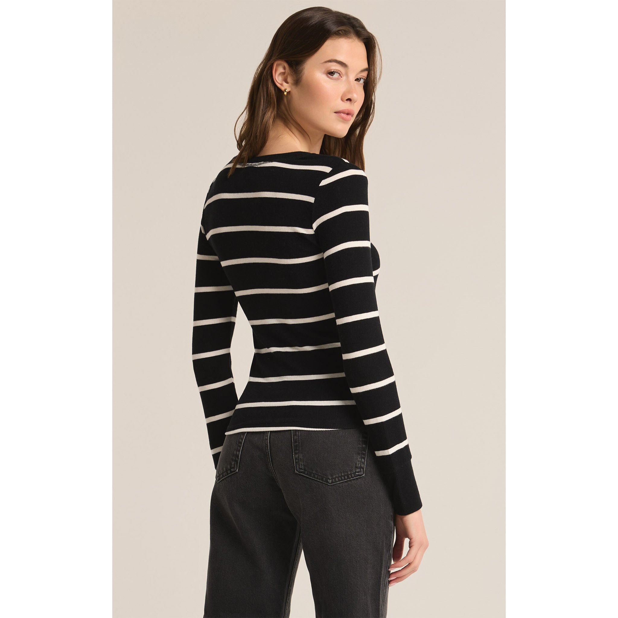 Z Supply Scarlett Rib Henley Black - Addison West 