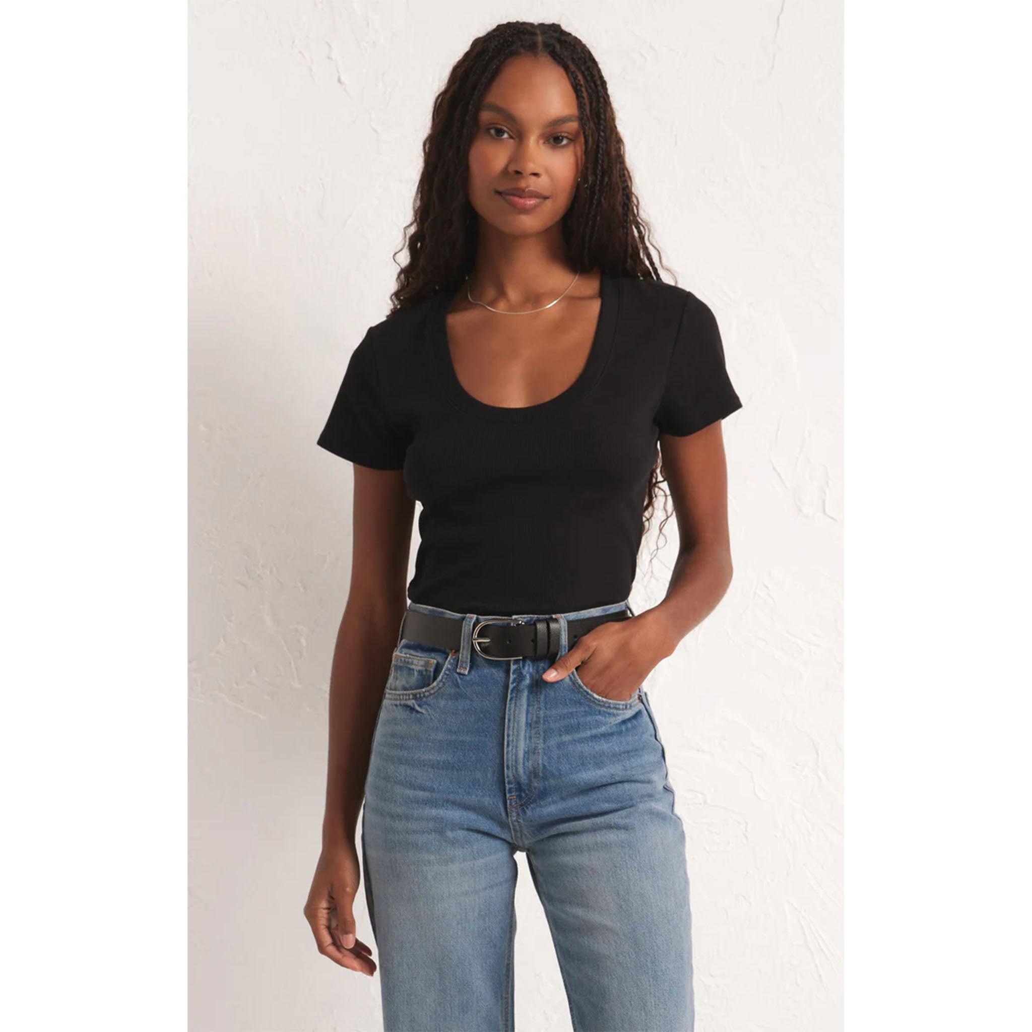 Z Supply Sirena Short Sleeve Tee in Black - Addison West 